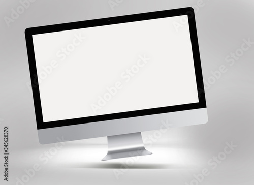 3D illustration of black monitor with white screen on a light gray background