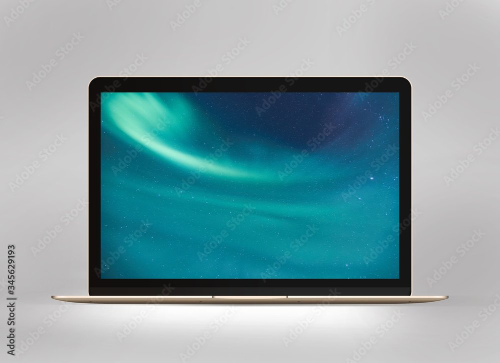 3D illustration of black monitor with screen in various shades of blue on a light gray background 3D illustration of black monitor with screen in various shades of blue on a light gray background