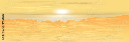 Sunset at sea. Background image. Vector.
