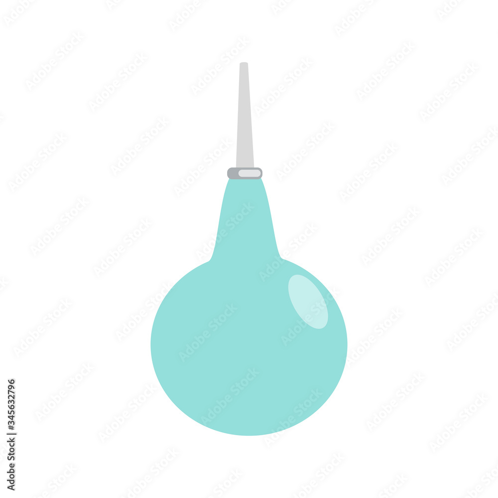 Enema in flat vector illustration isolated on white background. Medical equipment. Design for medical apps and websites, banner, card, pattern for logo, print Enema in flat vector illustration isolated on white background. Medical equipment. Design for medical apps and websites, banner, card, pattern for logo, print