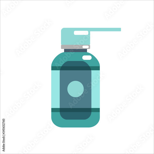 Medical blue spray, medicine dispenser for treatment of rhinitis and sore throat pharmaceuticals on white background. Design  for medical apps and websites, banner, card, pattern