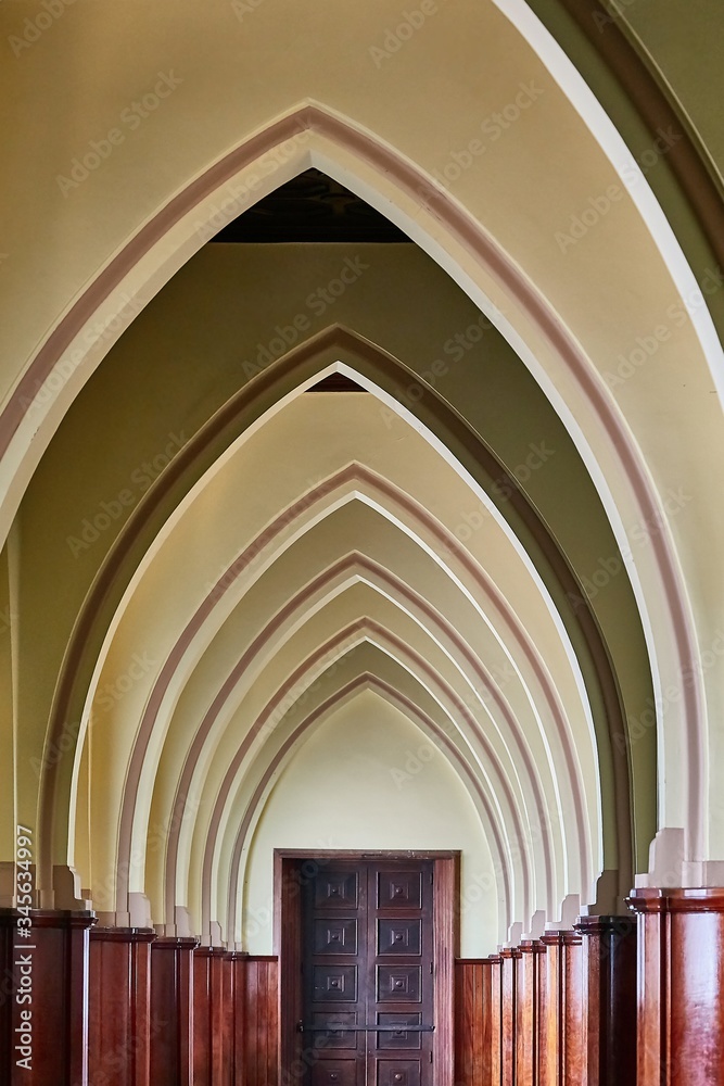 Arches in a hallway in a church