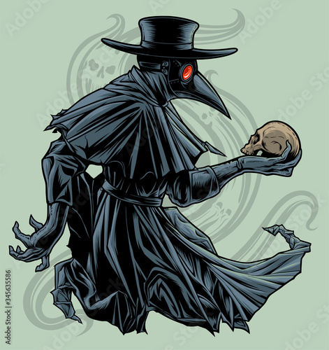 Plague doctor with skull