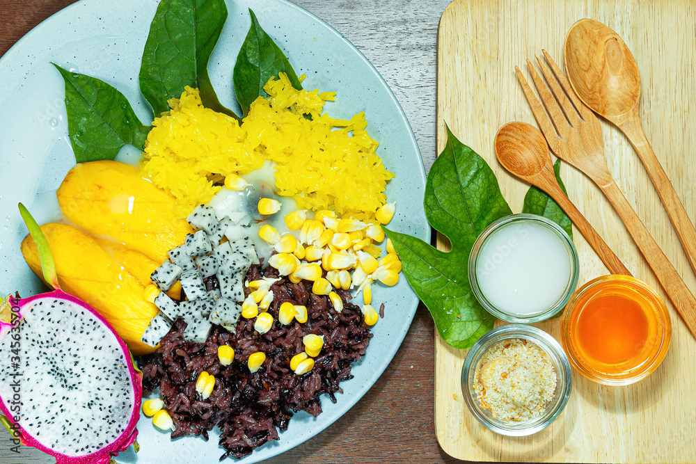 Sweet Rice Sticky Rice Dragonbrand Photos Search by image Mango sticky rice local dessert,White Dragon ...