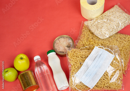 Donation Concept. Food Donation. View from above. Banner. Copyspace photo