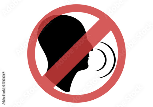 Icono de prohibido hablar sobre fondo blanco.