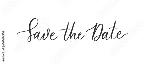 Save the date - wedding calligraphic inscription  with  smooth lines.