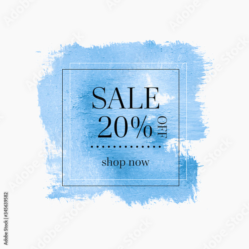 Sale 20% off sign over abstract paint texture background vector. Creative design for shop labels or banners.