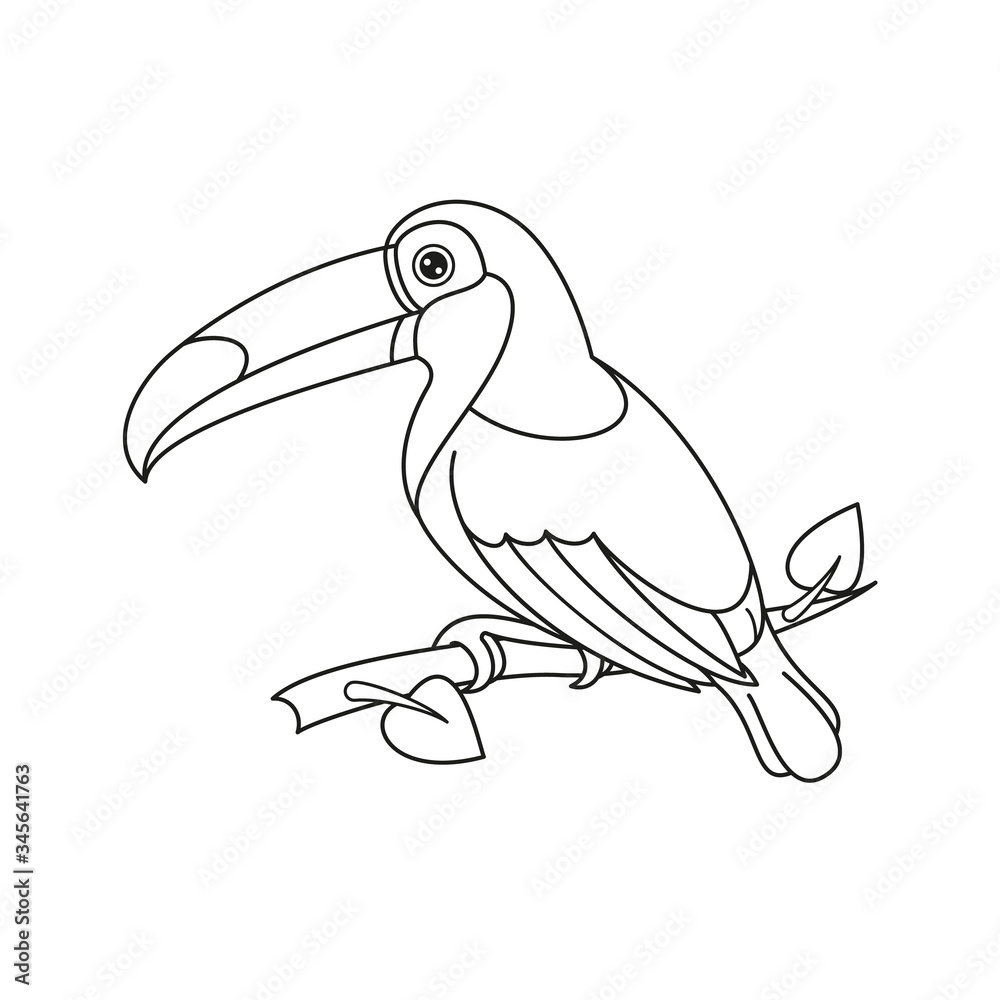 Obraz premium Coloring page with a cute toucan. Vector Illustration.