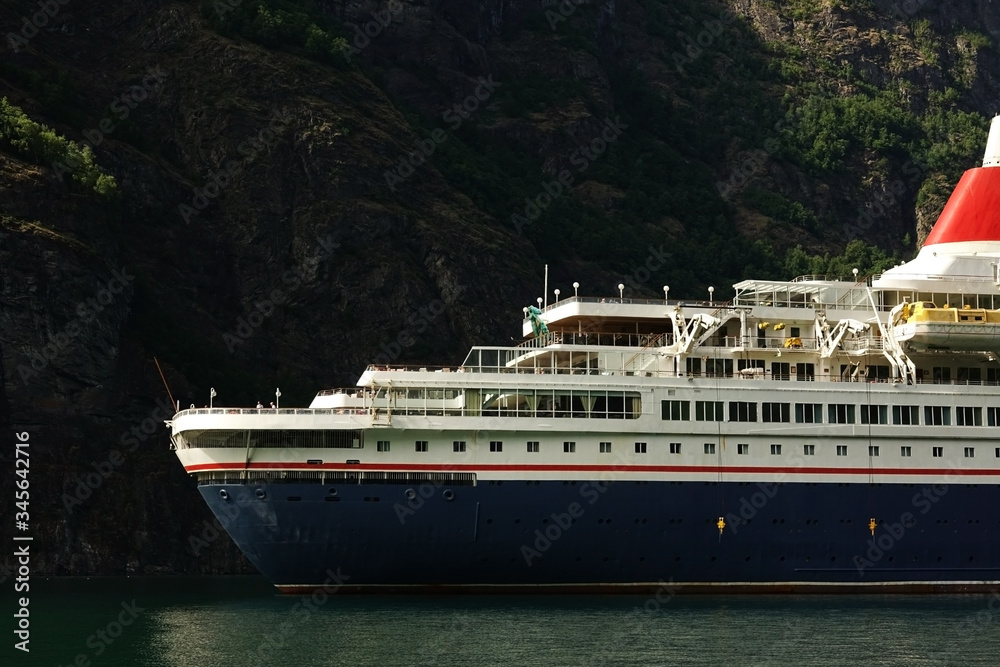 Cruise ship sailing the fjord in Norway