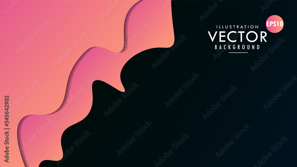 Abstract Color 3D Minimal Paper Cut Wavy Liquid Art Illustration Background Wallpaper, Vector Design With Side Space. Eps10