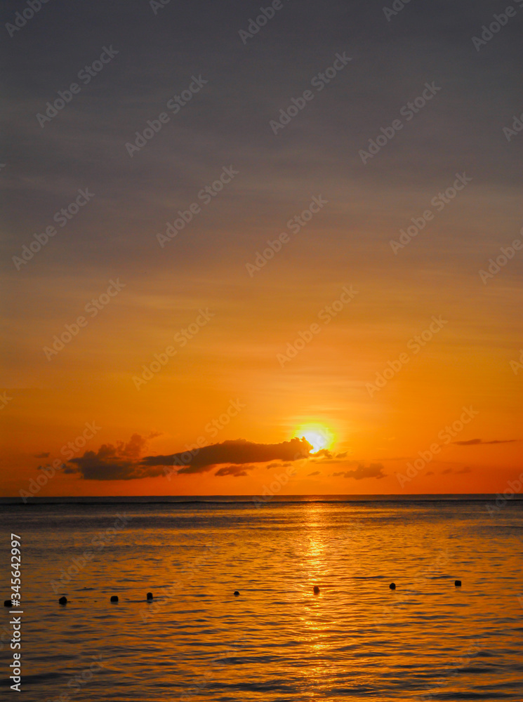 Sunset on the beach of Mauritius