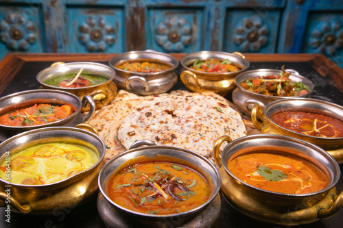 indian food collection dishes on the table