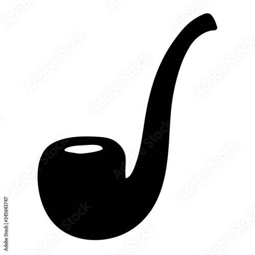 Vector tobacco pipe, isolated silhoette on the white background photo