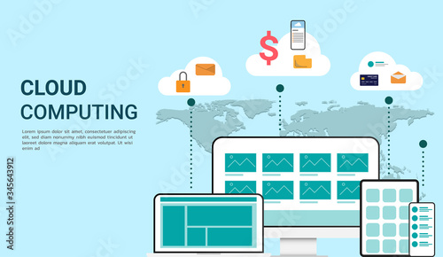 Cloud computing landing page website vector illustration some Elements of this image furnished by NASA
