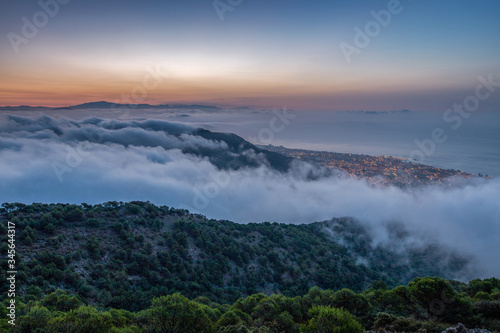 Sonnenaufgang über Málaga.