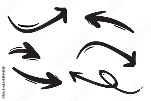 Hand drawn arrows set. Vector doodle icon.