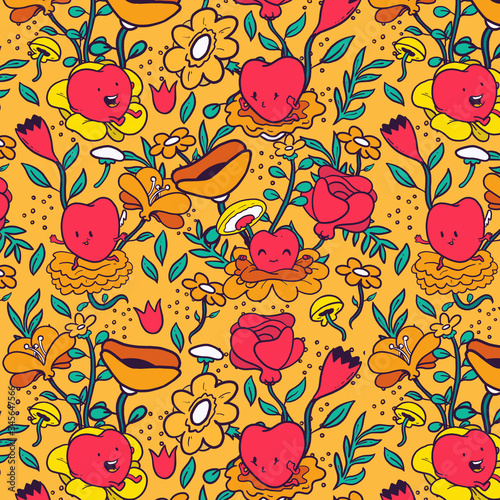 Floral heart pattern vector illustration. Love, relation, print design concept