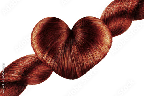Hair heart on white  isolated. Henna doughnut bun