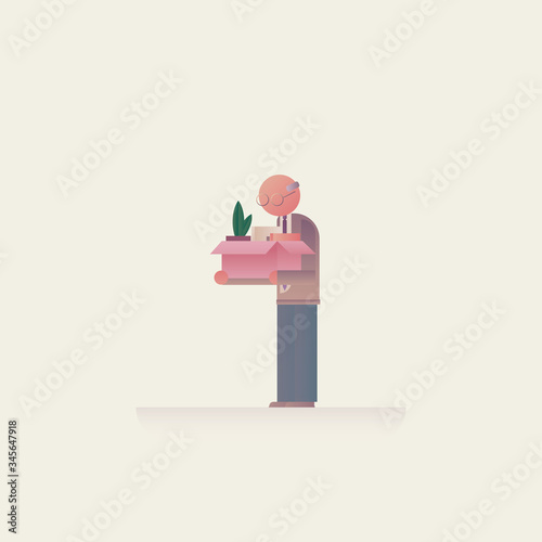 Old senior man fired from job vector concept. Age discrimination. Recession layoffs and unemployment.