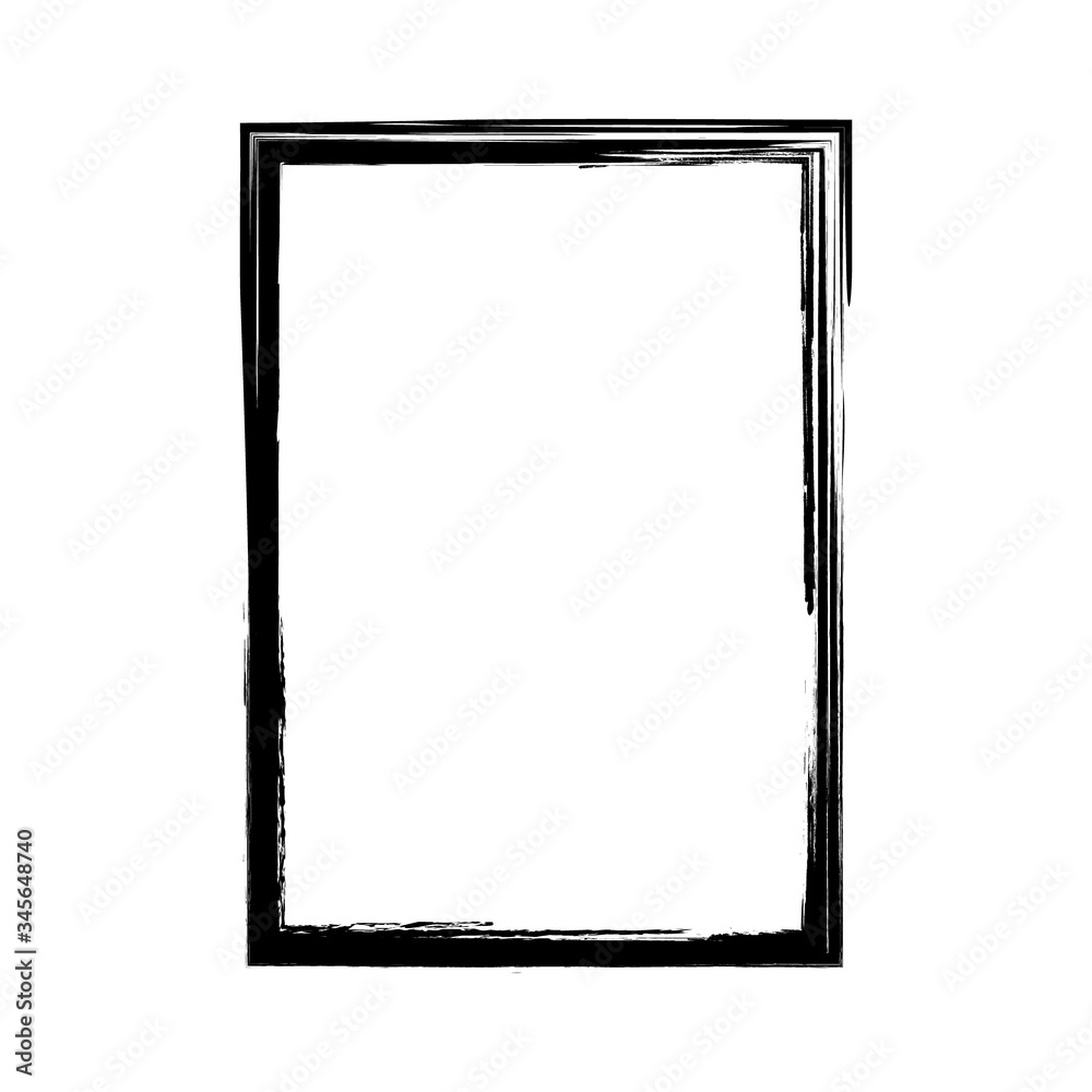 Obraz Vector brush strokes square of paint on white background. Ink hand drawn paint brush square. Logo, label design element vector illustration. Black abstract grunge square. Frame