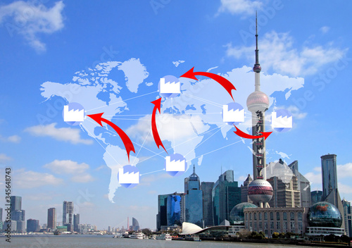 Concept graphic for reshoring: arrows highlight the rise of protectionism in manufacturing photo