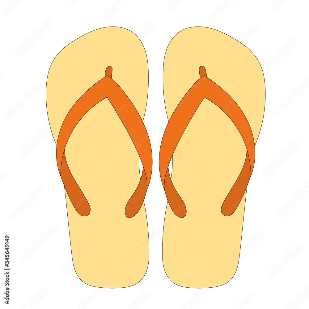 vector, on a white background, summer slippers flat style vector, on a white background, summer slippers flat style