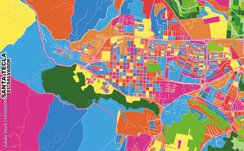 Santa Tecla, La Libertad, El Salvador, colorful vector map photo