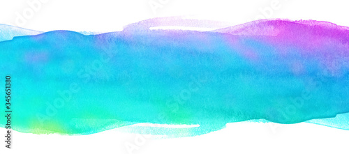 Watercolor stain on a white background. rainbow strip photo