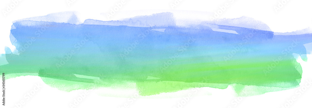Blue-green watercolor stain on white background