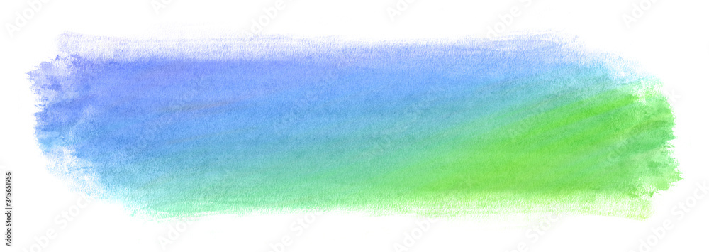 Blue-green watercolor stain on white background