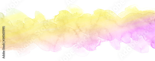 Watercolor stain on a white background. light Pink-yellow