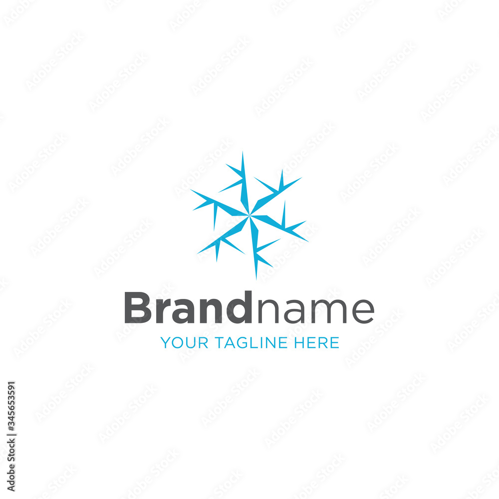 Hexagon snow logo illustration vector icon, Snow logo vector template