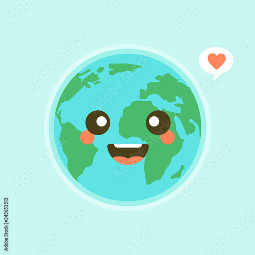 Cute funny world Earth emoji showing emotions of colorful characters vector Illustrations. The Earth, save the planet, save energy, the concept of the Earth day
