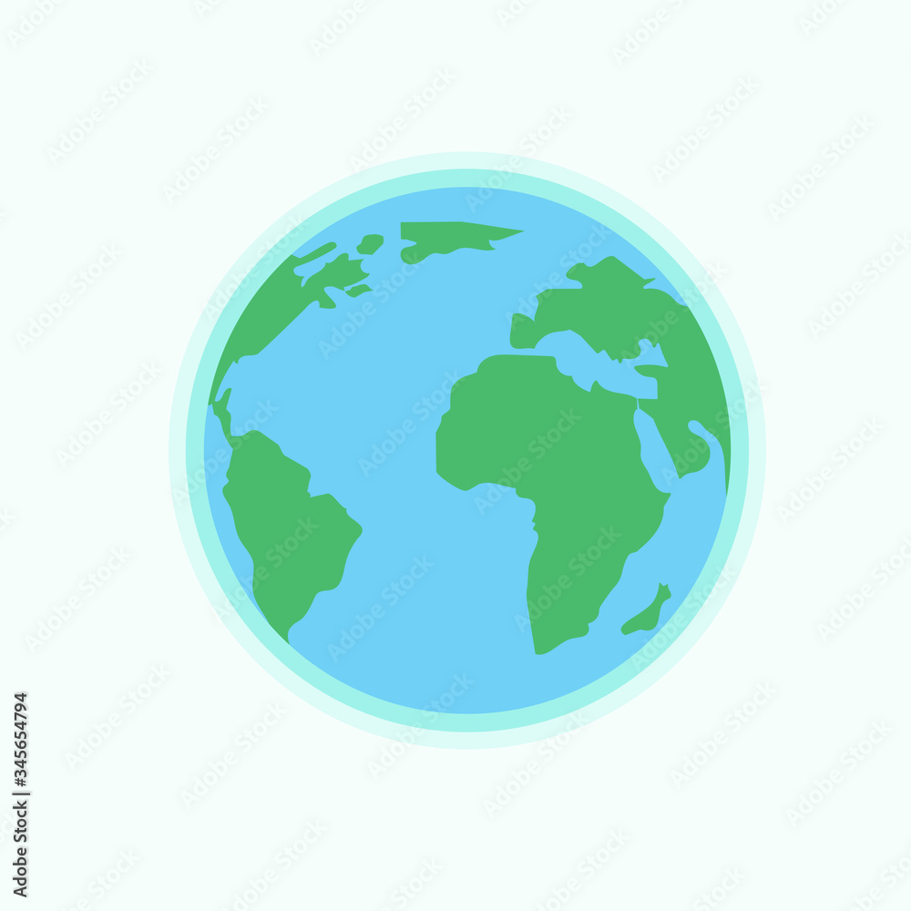 Earth globes isolated on Color background. Flat planet Earth icon. Vector illustration.