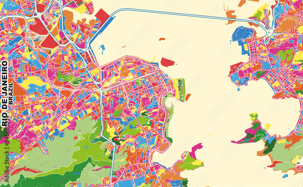 Rio de Janeiro, Brazil, colorful vector map