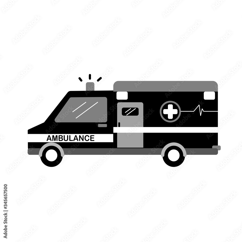 Fototapeta premium ambulance icon vector on white background. Silhouette vector design. Illustration vector style.