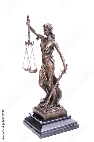 Statue of justice isolated on white  law concept