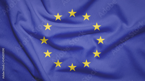 European Union flag with fabric texture