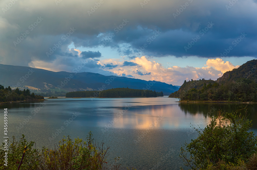 View over the Tominé Reservoir in Colombia
