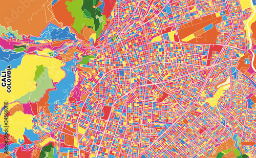 Photo Cali, Colombia, colorful vector map