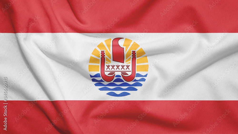 Fototapeta premium French Polynesia flag with fabric texture