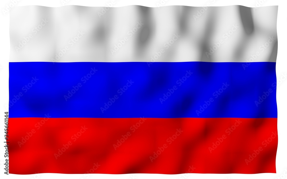 Fototapeta premium Waving flag of the Russian Federation. The National. State symbol of the Russia. 3D illustration