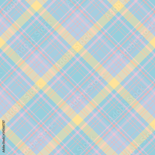 Seamless pattern in summer light blue, pink and yellow colors for plaid, fabric, textile, clothes, tablecloth and other things. Vector image. 2