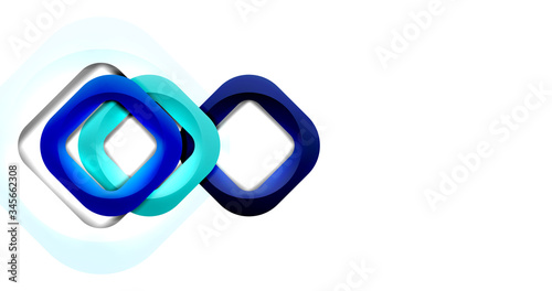 Square geometric vector abstract background, dynamic modern minimal template. Multicolored square shapes with round corners overlapping each other