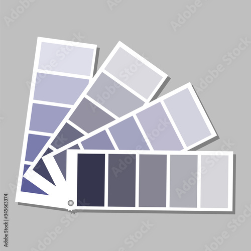 A palette of delicate blue flowers in different shades. Shades from dark blue to gray-blue. Vector illustration. Stock Photo.
