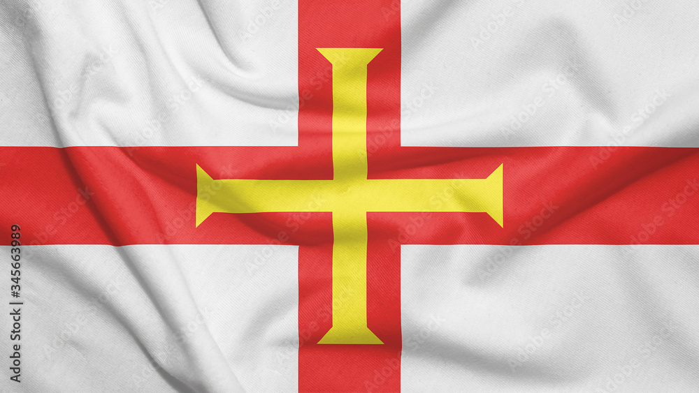 Fototapeta premium Guernsey flag with fabric texture