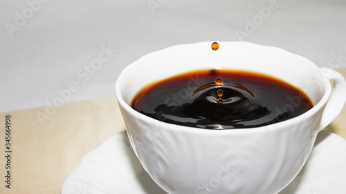 A drop in a cup of coffee