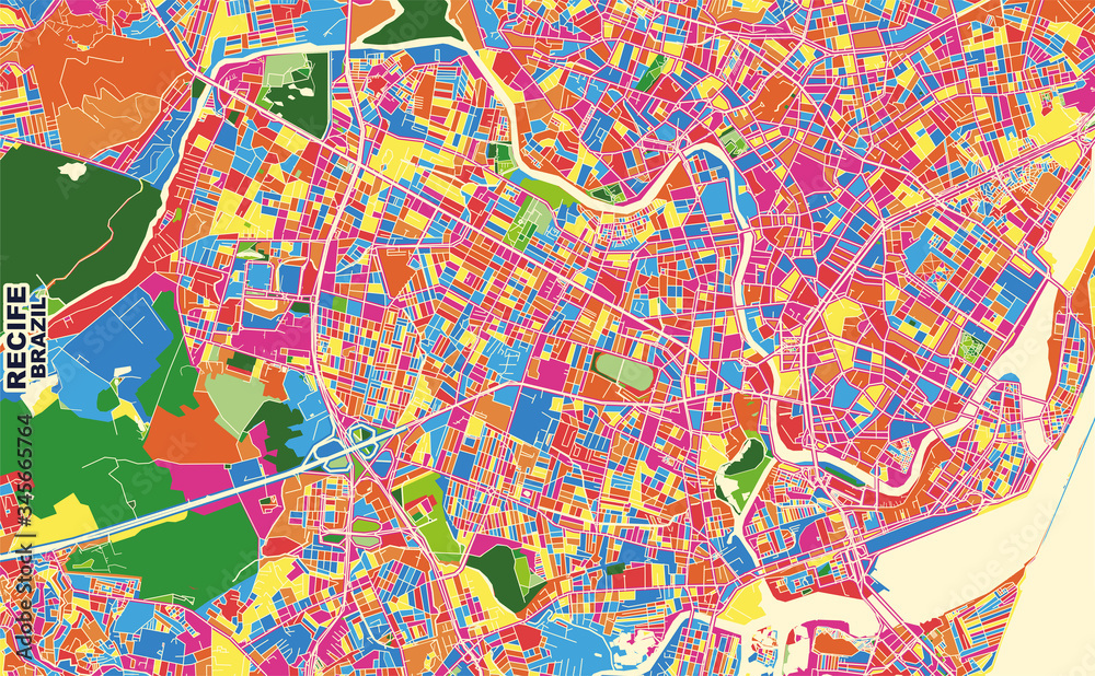 Obraz premium Recife, Brazil, colorful vector map