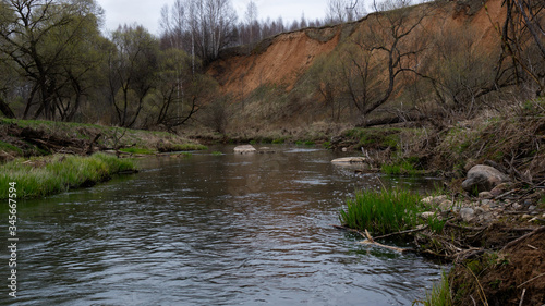 spring flood on the river.fast little rivers.